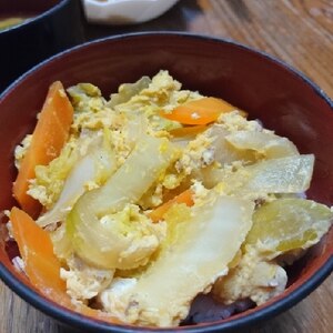 主婦のお昼ご飯★野菜の卵どんぶり